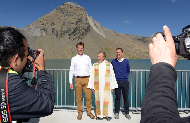 Axpo CEO Andrew Walo, Pfarrer Josef Kohler, Rolf Widmer, Landamman GL