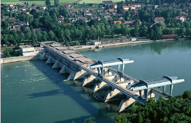 KW Säckingen: 25 % of this hydro power plant belong to Axpo. Start of construction 1961, start of production 1966. It's production is of 450 GWh in an average year.